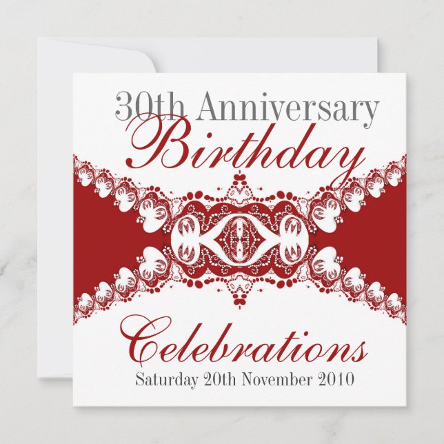 Invitaciones de cumpleaños anuales de Red Royal Di (Anverso)