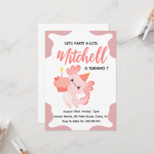Invitaciones de cumpleaños axolotl de Cute Axolotl