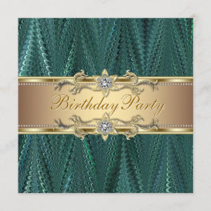 Invitaciones de Cumpleaños Azul Verde Azul Turques