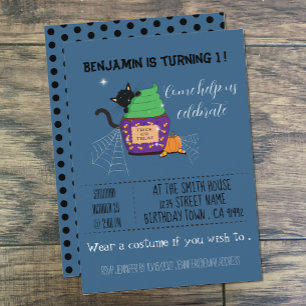 Invitaciones de cumpleaños azules de Halloween par