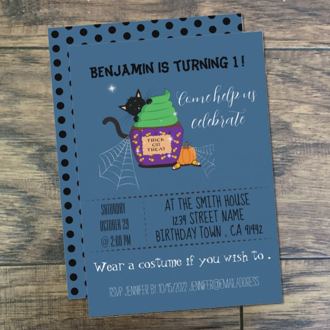 Invitaciones de cumpleaños azules de Halloween par (Subido por el creador)