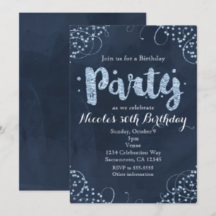 Invitaciones de cumpleaños azules de Winter Wonder