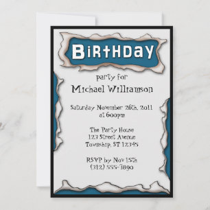 Invitaciones de cumpleaños azules para comic Torn