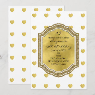 Invitaciones de cumpleaños blancas con corazones d