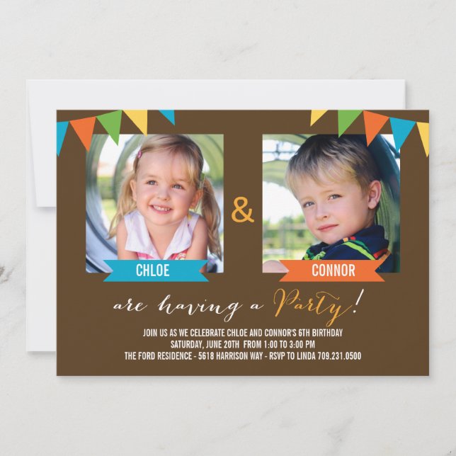 Invitaciones de cumpleaños - Brown (Anverso)