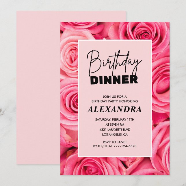Invitaciones de cumpleaños cena de cumpleaños 89 f (Anverso / Reverso)