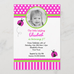 Invitaciones de cumpleaños color rosa y verde Lady
