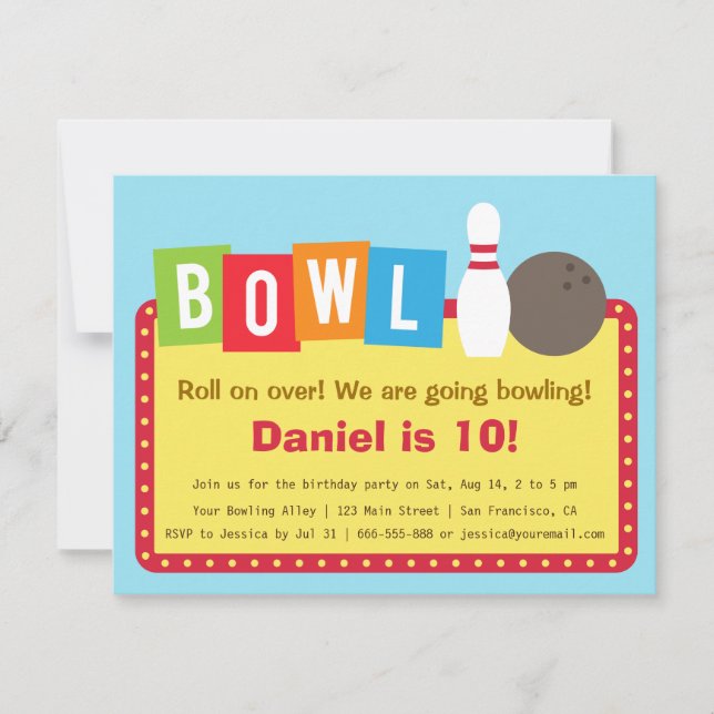 Invitaciones de cumpleaños coloridas para una fies (Anverso)