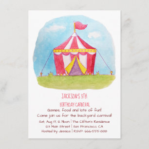 Invitaciones de cumpleaños con acuarela de carnava