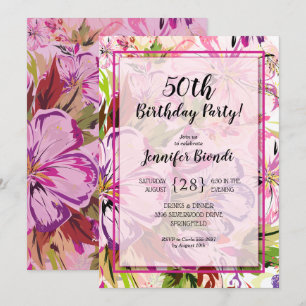 Invitaciones de cumpleaños con acuarela floral