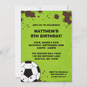 Invitaciones de cumpleaños con balón de fútbol y b