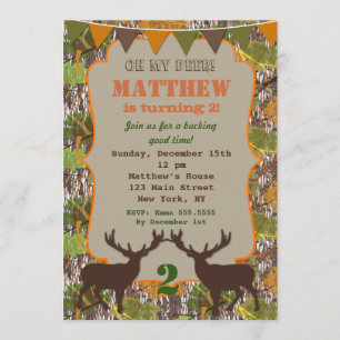 Invitaciones de cumpleaños con camuflaje de caza