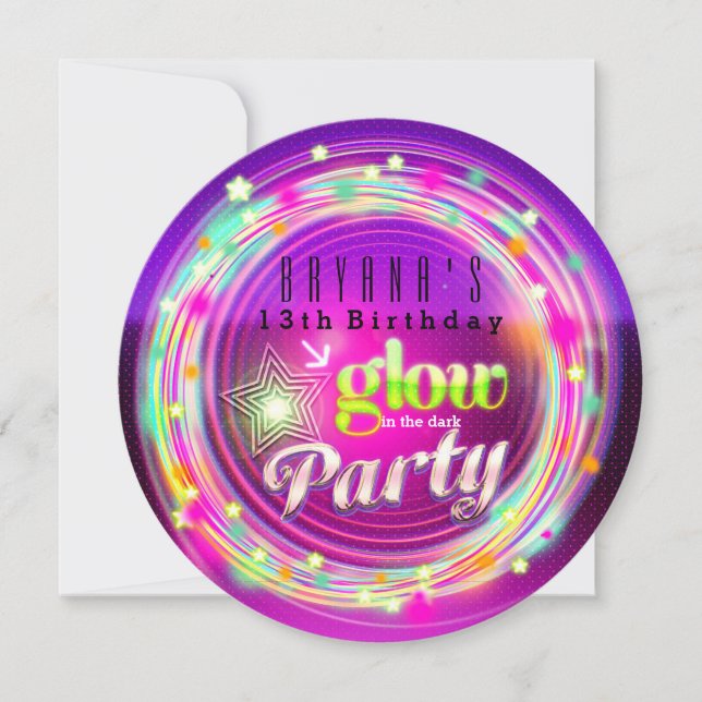 Invitaciones de cumpleaños con círculos y estrella (Anverso)