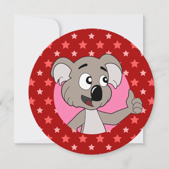 Invitaciones de cumpleaños con dibujo de koala (Anverso)