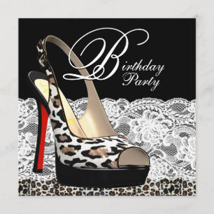 Invitaciones de cumpleaños con encaje blanco y leo