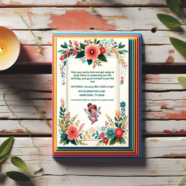 Invitaciones de cumpleaños con flores de hadas enc (Subido por el creador)