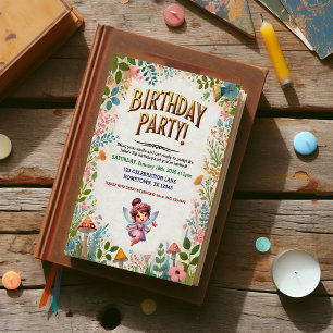 Invitaciones de cumpleaños con flores de hadas enc