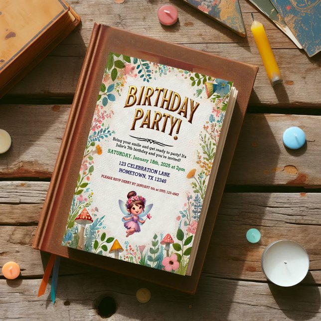 Invitaciones de cumpleaños con flores de hadas enc (Subido por el creador)