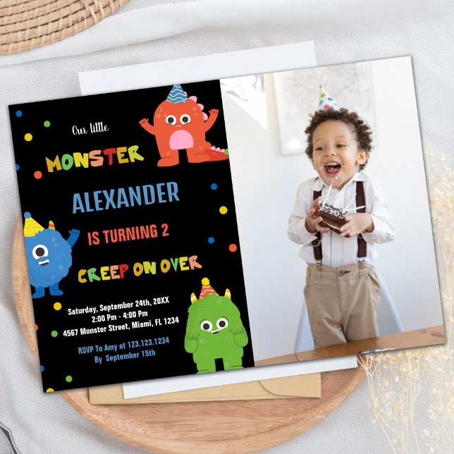 Invitaciones de cumpleaños con foto (Monster Birthday Invitations with photo)