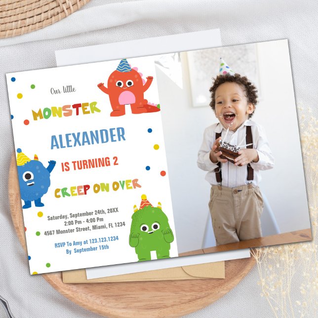 Invitaciones de cumpleaños con foto (Monster Birthday Invitations with photo)