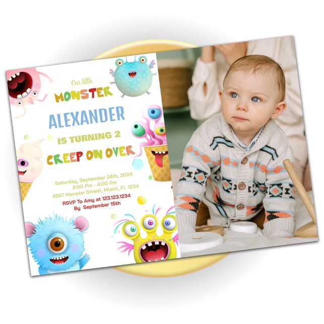 Invitaciones de cumpleaños con foto (Monster Birthday Invitations with photo)