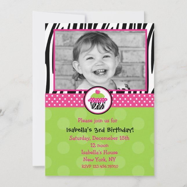 Invitaciones de cumpleaños con foto (Anverso)