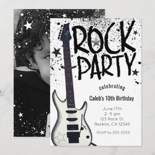 Invitaciones de cumpleaños con foto de guitarra pa