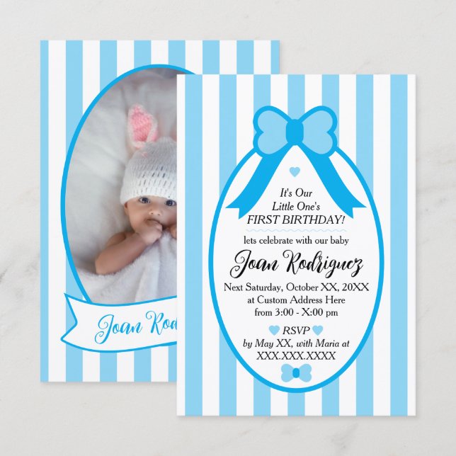 Invitaciones de Cumpleaños con Foto de Little One  (Anverso / Reverso)