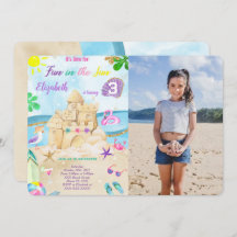 Invitaciones de cumpleaños con foto de playa