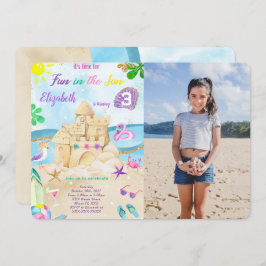 Invitaciones de cumpleaños con foto de playa