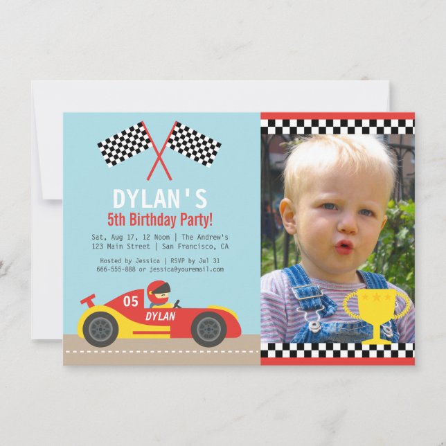 Invitaciones de cumpleaños con foto para niños con (Anverso)