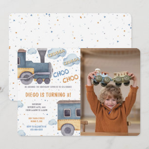 Invitaciones de cumpleaños con fotos de tren
