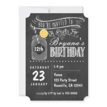 Invitaciones de cumpleaños con frasco de Mason y p