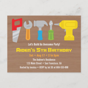 Invitaciones de cumpleaños con herramientas de hom