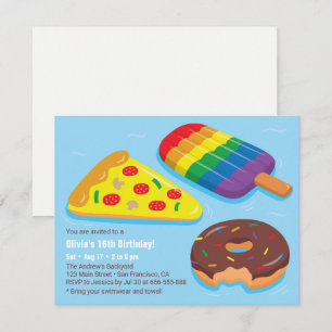 Invitaciones de Cumpleaños con Inflables de Comida