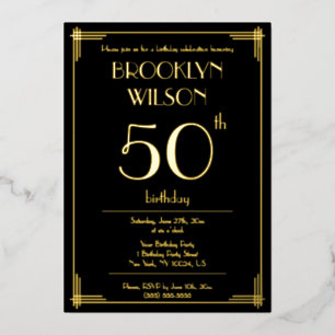 Invitaciones de cumpleaños con lámina de oro real