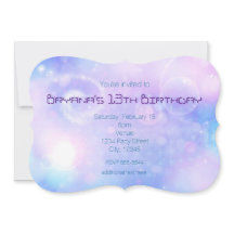 Invitaciones de cumpleaños con luces espaciales pú
