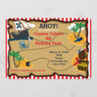 Invitaciones de cumpleaños con mapa del tesoro pir