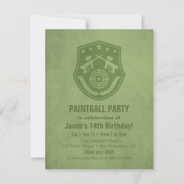 Invitaciones de cumpleaños con pintura de logo mod (Anverso)