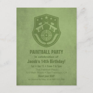 Invitaciones de cumpleaños con pintura de logo mod