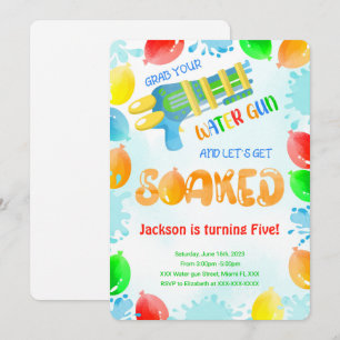 Invitaciones de cumpleaños con pistola de agua