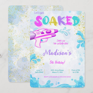 Invitaciones de cumpleaños con pistola de agua