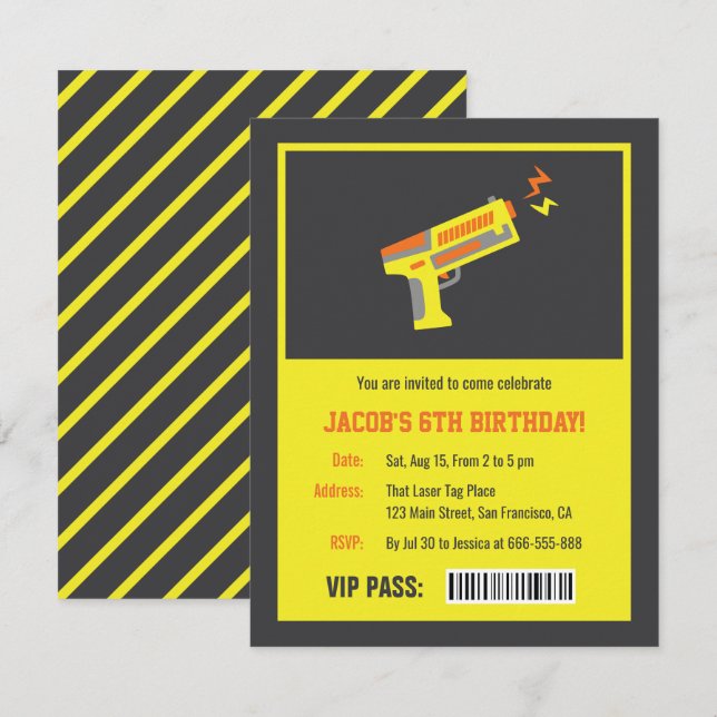 Invitaciones de cumpleaños con pistola de marcaje  (Anverso / Reverso)