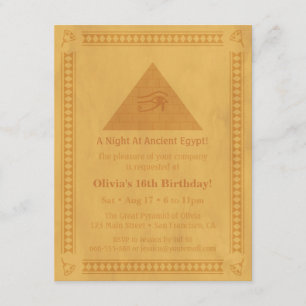 Invitaciones de cumpleaños con tema de Antiguo Egi