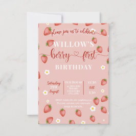 Invitaciones de cumpleaños con tema de fresa Berry