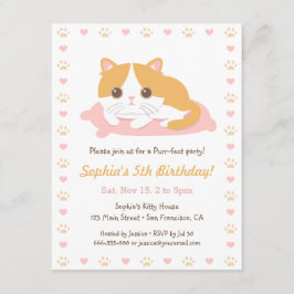 Invitaciones de cumpleaños con tema de gato adorab
