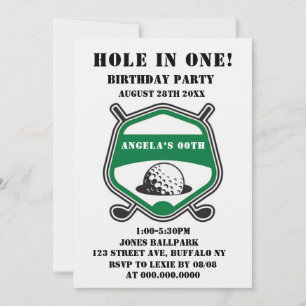 Invitaciones de cumpleaños con tema de golf verde