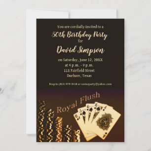 Invitaciones de cumpleaños con tema de póquer Roya