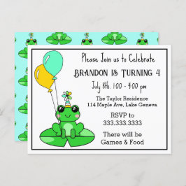 Invitaciones de cumpleaños con tema de rana