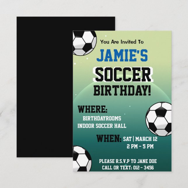 Invitaciones de cumpleaños con temas de fútbol (Anverso / Reverso)